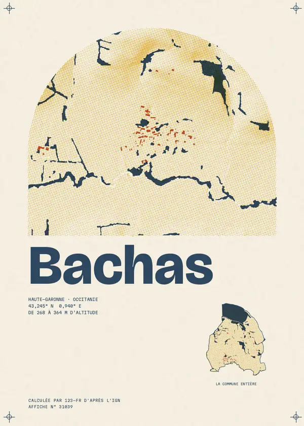 Affiche de Bachas, calculée par 123-fr d'après l'IGN