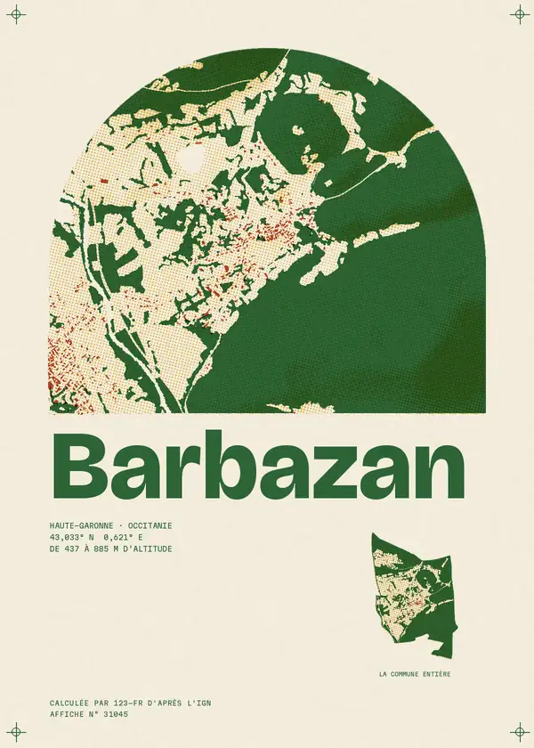 Affiche de Barbazan, calculée par 123-fr d'après l'IGN