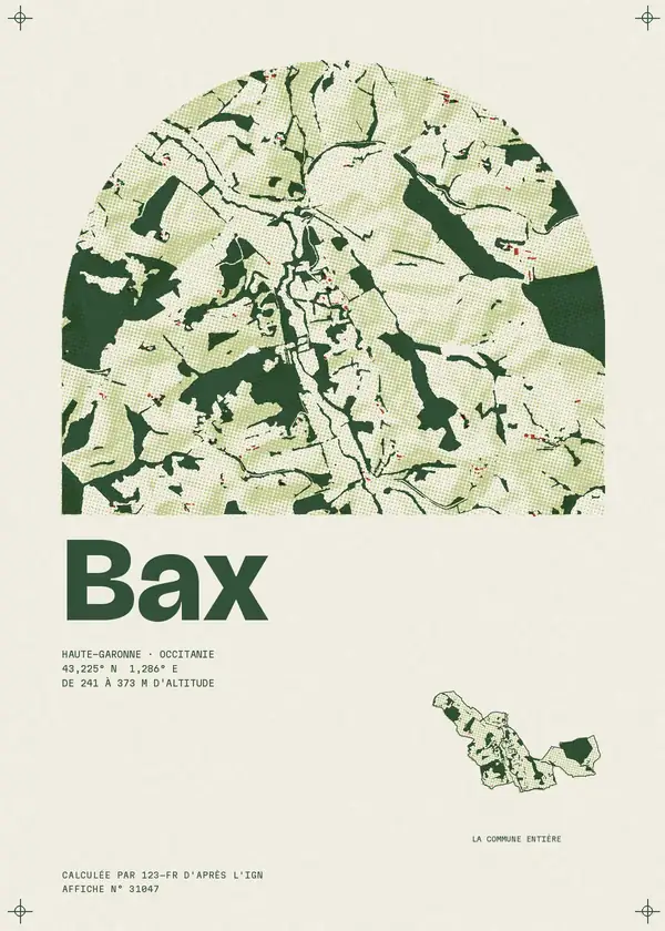 Affiche de Bax, calculée par 123-fr d'après l'IGN