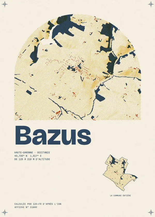 Affiche de Bazus, calculée par 123-fr d'après l'IGN