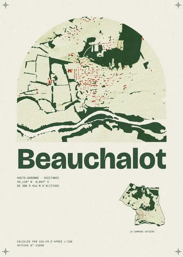 Affiche de Beauchalot, calculée par 123-fr d'après l'IGN