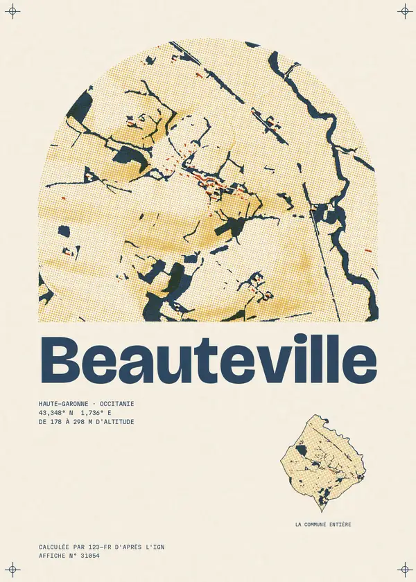 Affiche de Beauteville, calculée par 123-fr d'après l'IGN