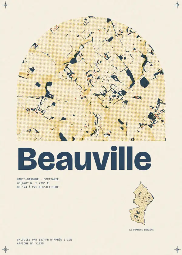 Affiche de Beauville, calculée par 123-fr d'après l'IGN