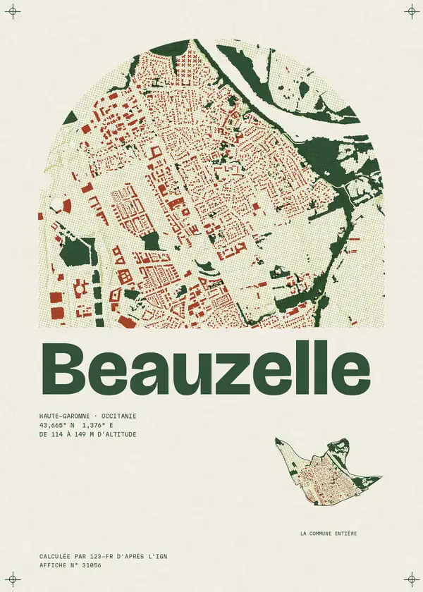 Affiche de Beauzelle, calculée par 123-fr d'après l'IGN