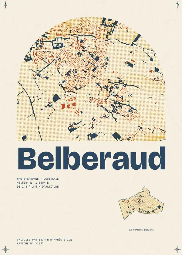 Affiche de Belberaud, calculée par 123-fr d'après l'IGN