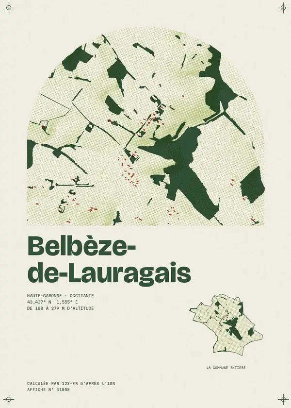 Affiche de Belbèze-de-Lauragais, calculée par 123-fr d'après l'IGN