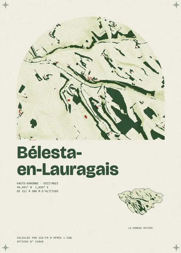 Affiche de Bélesta-en-Lauragais, calculée par 123-fr d'après l'IGN
