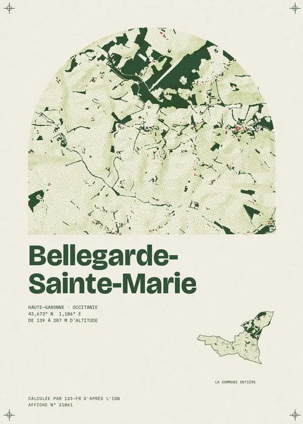 Affiche de Bellegarde-Sainte-Marie, calculée par 123-fr d'après l'IGN