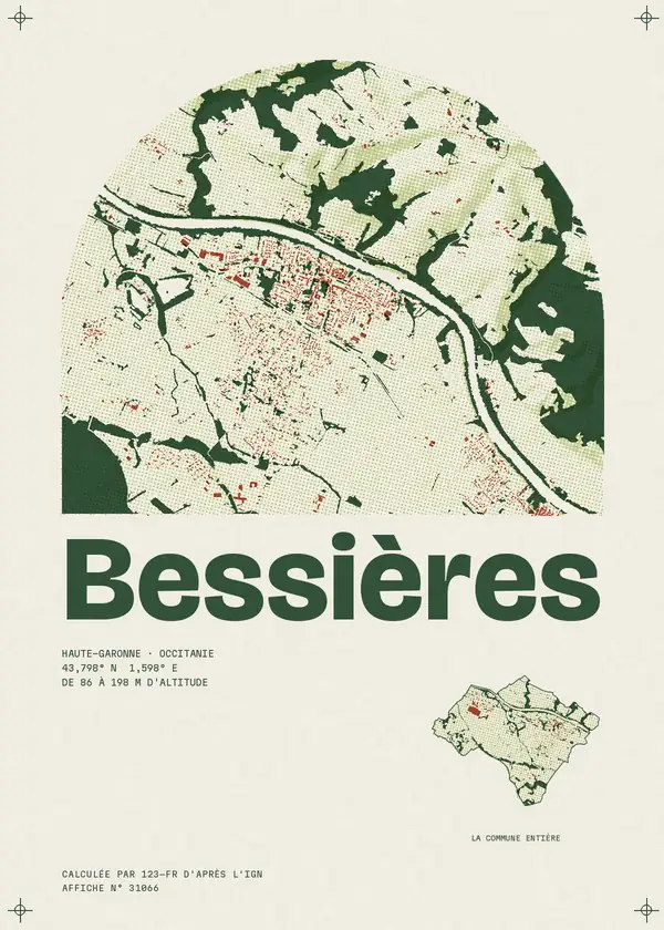 Affiche de Bessières, calculée par 123-fr d'après l'IGN