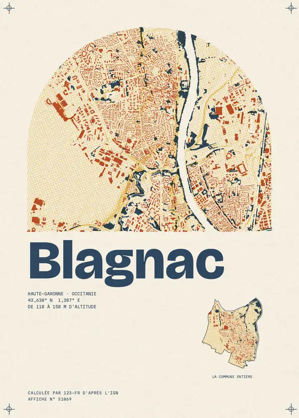 Affiche de Blagnac, calculée par 123-fr d'après l'IGN