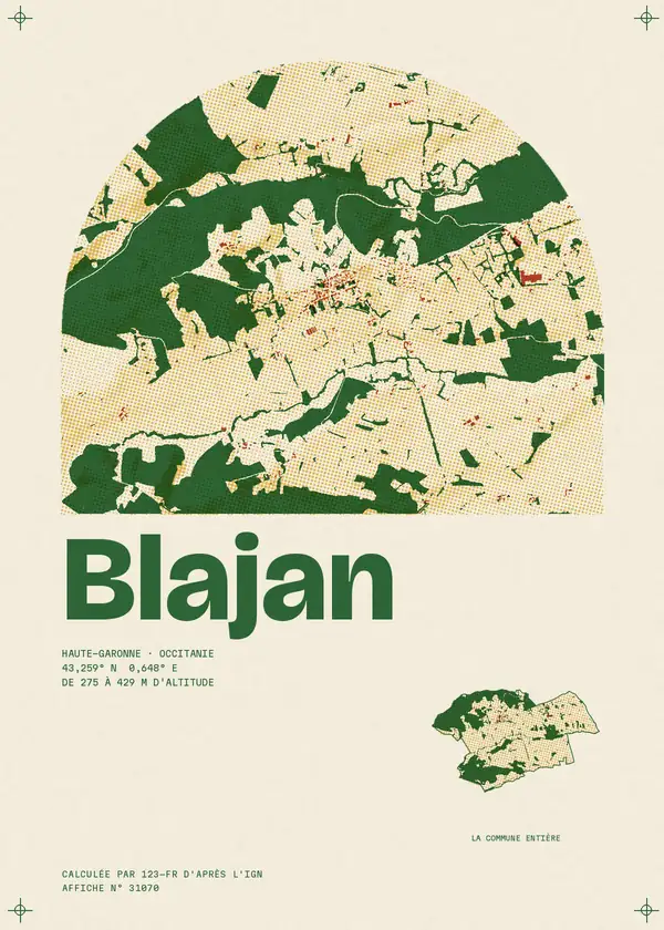 Affiche de Blajan, calculée par 123-fr d'après l'IGN