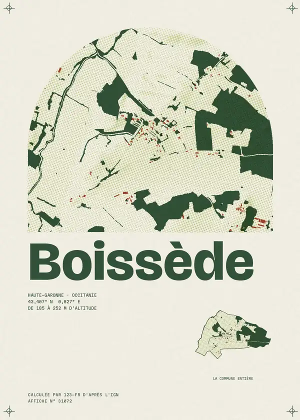 Affiche de Boissède, calculée par 123-fr d'après l'IGN