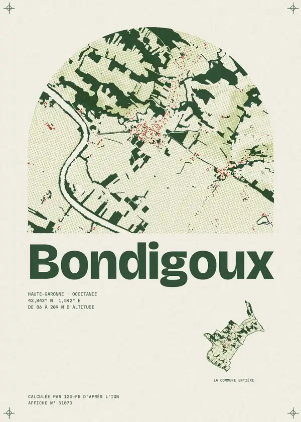 Affiche de Bondigoux, calculée par 123-fr d'après l'IGN