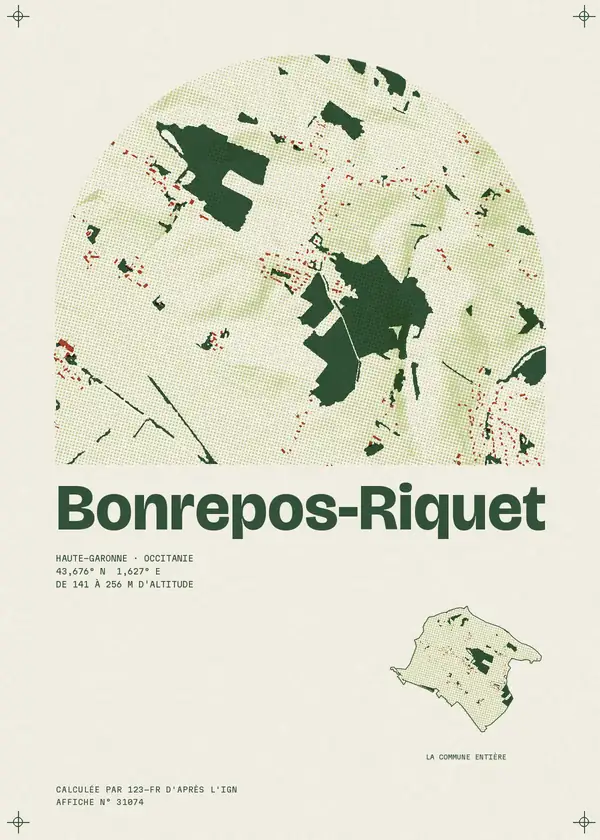 Affiche de Bonrepos-Riquet, calculée par 123-fr d'après l'IGN