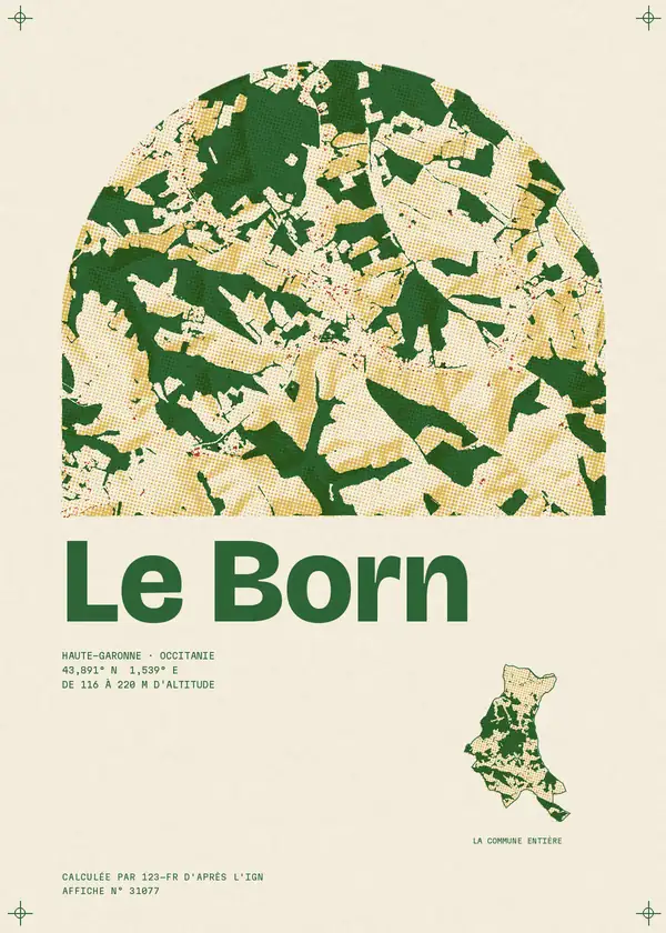 Affiche de Le Born, calculée par 123-fr d'après l'IGN