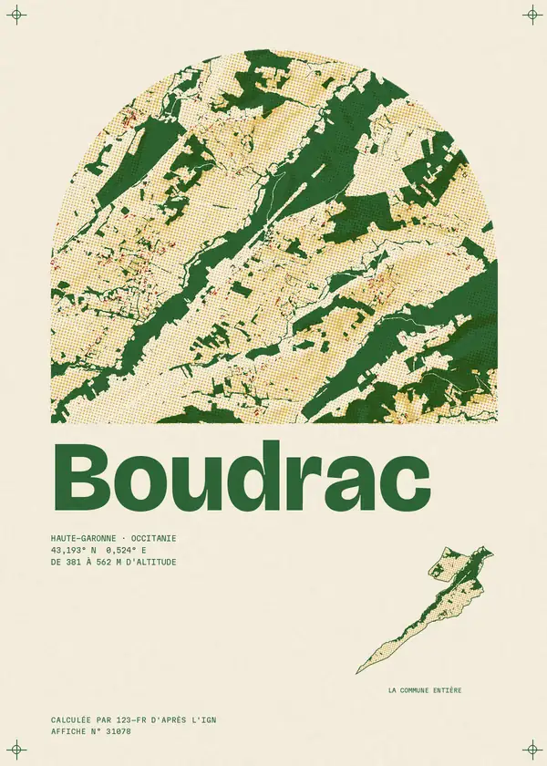 Affiche de Boudrac, calculée par 123-fr d'après l'IGN