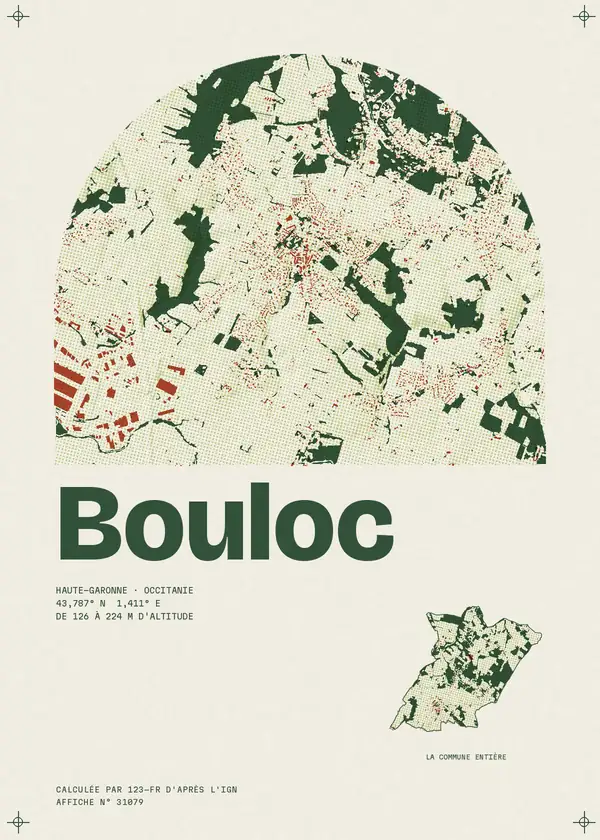Affiche de Bouloc, calculée par 123-fr d'après l'IGN