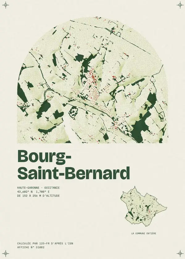 Affiche de Bourg-Saint-Bernard, calculée par 123-fr d'après l'IGN