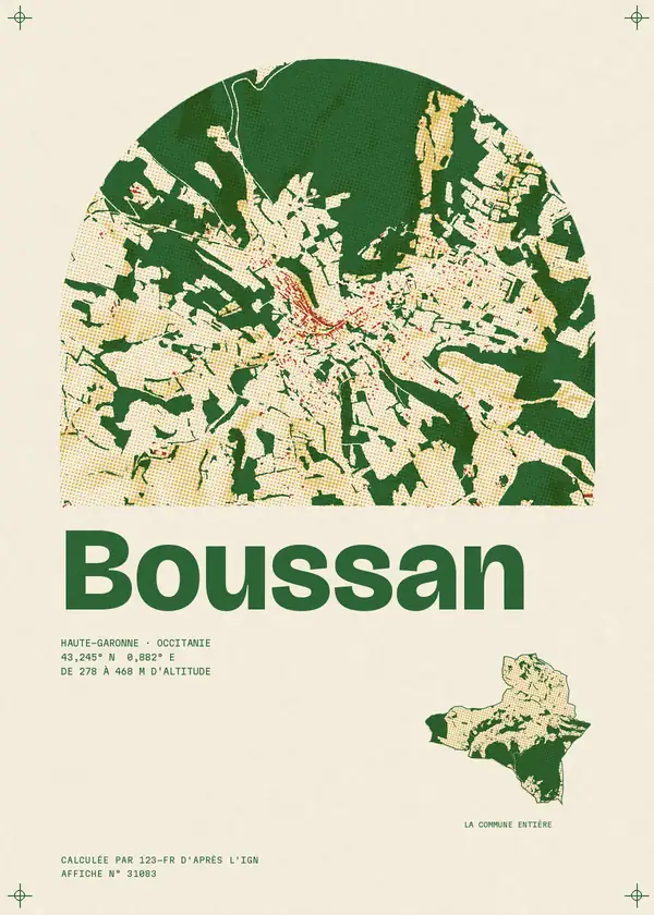 Affiche de Boussan, calculée par 123-fr d'après l'IGN