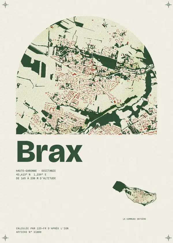 Affiche de Brax, calculée par 123-fr d'après l'IGN