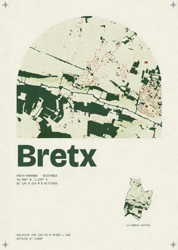 Affiche de Bretx, calculée par 123-fr d'après l'IGN