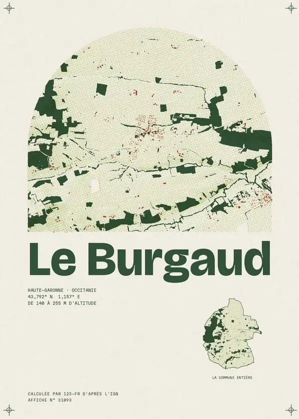 Affiche de Le Burgaud, calculée par 123-fr d'après l'IGN