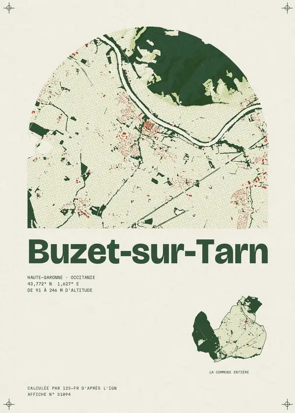 Affiche de Buzet-sur-Tarn, calculée par 123-fr d'après l'IGN