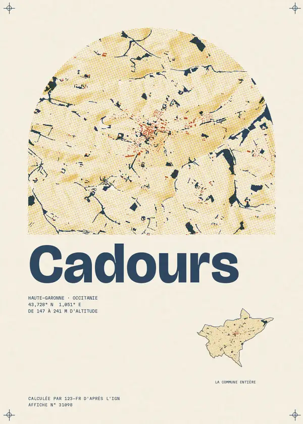 Affiche de Cadours, calculée par 123-fr d'après l'IGN