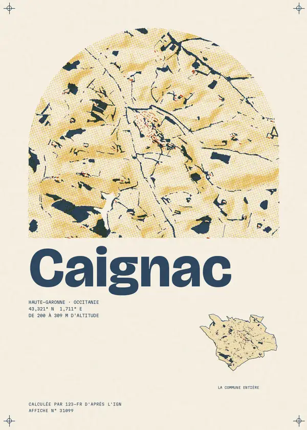 Affiche de Caignac, calculée par 123-fr d'après l'IGN