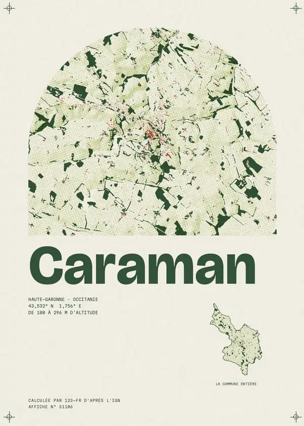 Affiche de Caraman, calculée par 123-fr d'après l'IGN