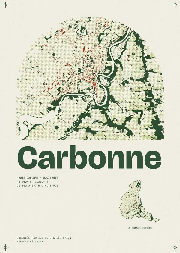 Affiche de Carbonne, calculée par 123-fr d'après l'IGN