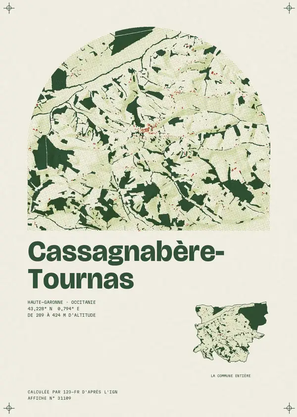 Affiche de Cassagnabère-Tournas, calculée par 123-fr d'après l'IGN