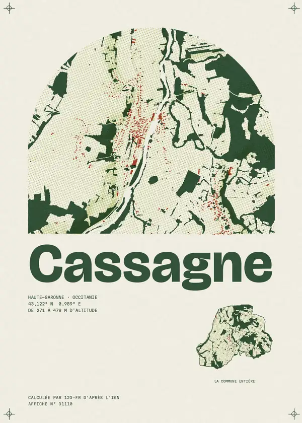 Affiche de Cassagne, calculée par 123-fr d'après l'IGN