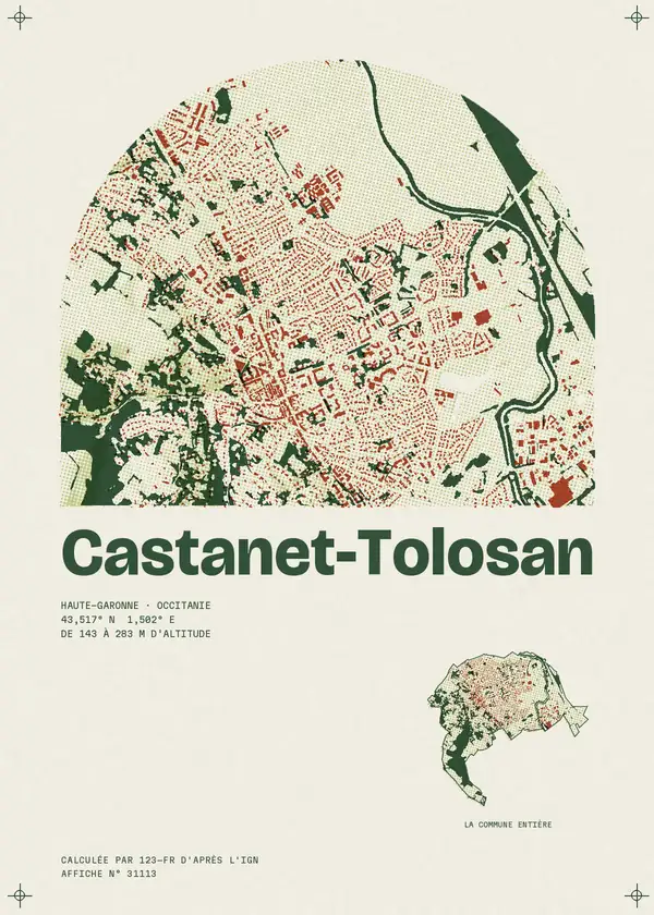 Affiche de Castanet-Tolosan, calculée par 123-fr d'après l'IGN