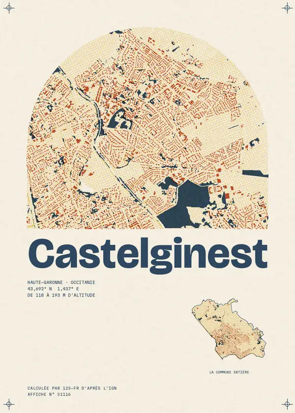 Affiche de Castelginest, calculée par 123-fr d'après l'IGN