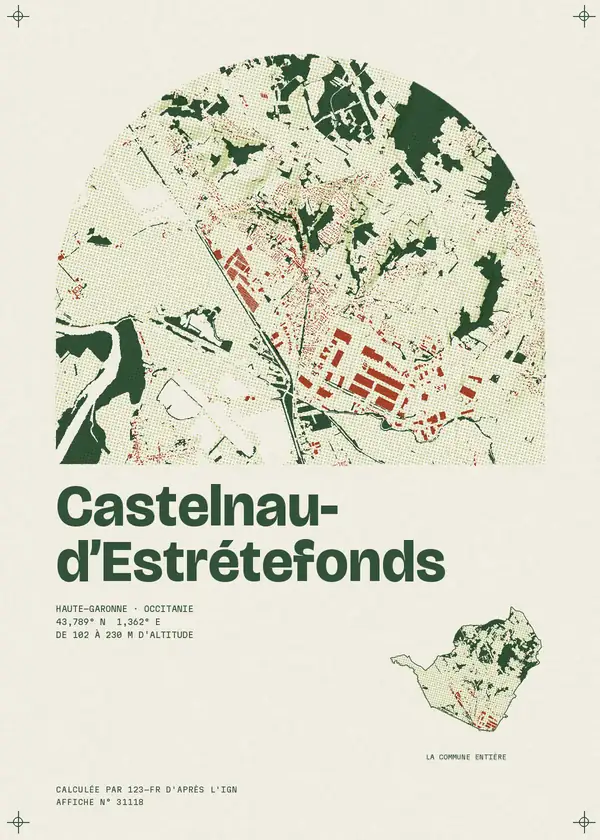 Affiche de Castelnau-d'Estrétefonds, calculée par 123-fr d'après l'IGN