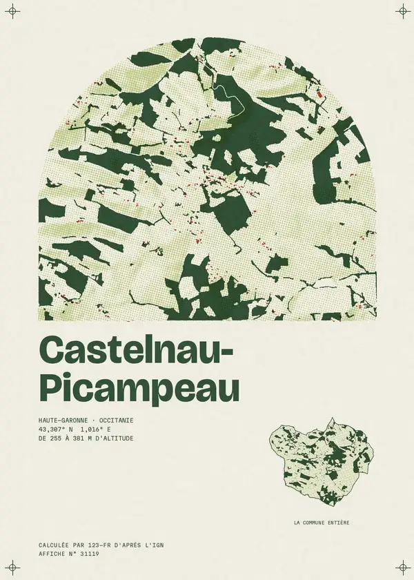 Affiche de Castelnau-Picampeau, calculée par 123-fr d'après l'IGN