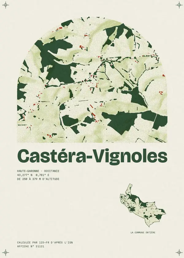 Affiche de Castéra-Vignoles, calculée par 123-fr d'après l'IGN