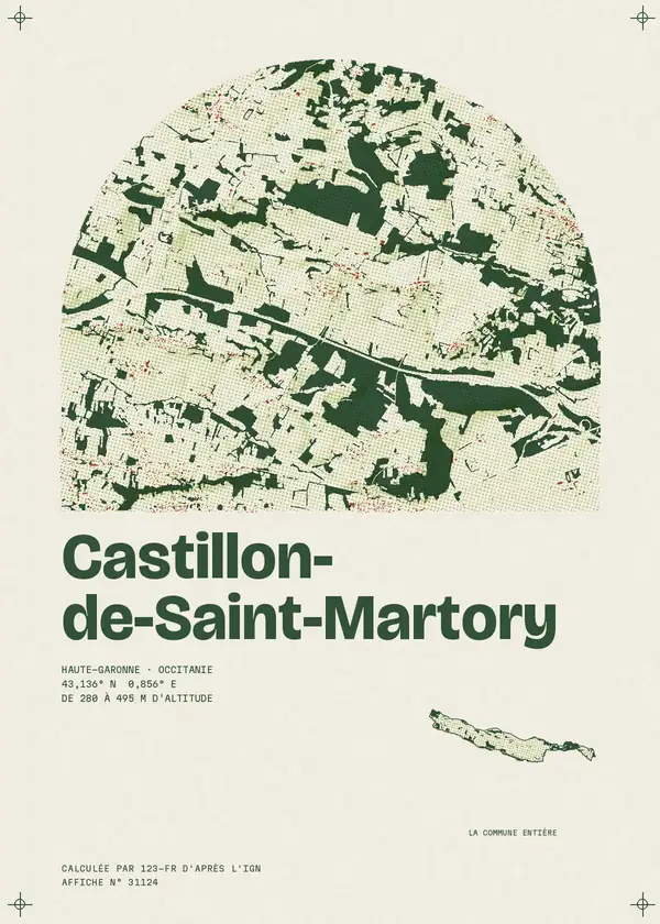 Affiche de Castillon-de-Saint-Martory, calculée par 123-fr d'après l'IGN