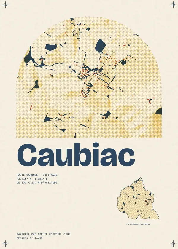 Affiche de Caubiac, calculée par 123-fr d'après l'IGN