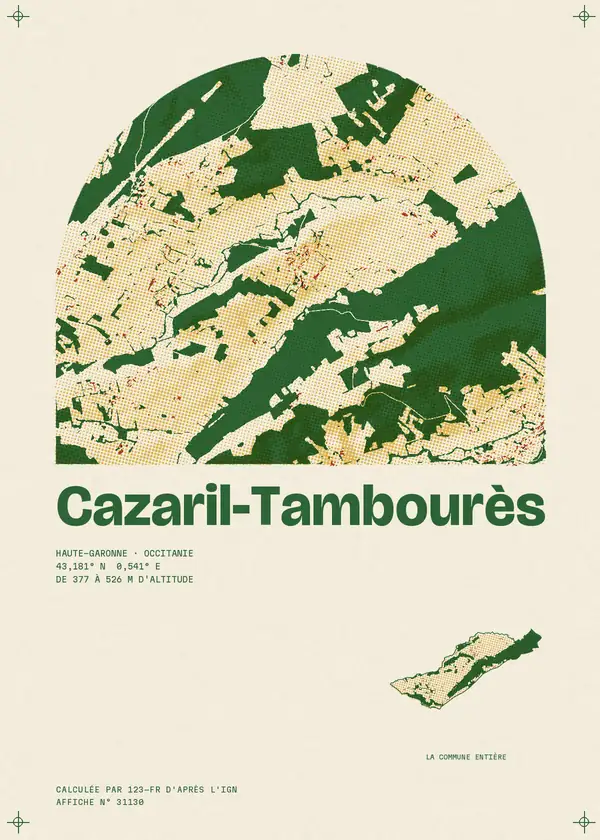 Affiche de Cazaril-Tambourès, calculée par 123-fr d'après l'IGN