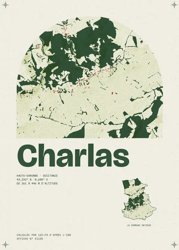 Affiche de Charlas, calculée par 123-fr d'après l'IGN