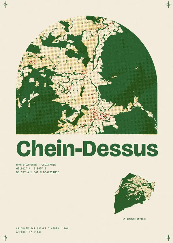 Affiche de Chein-Dessus, calculée par 123-fr d'après l'IGN
