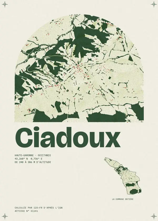 Affiche de Ciadoux, calculée par 123-fr d'après l'IGN