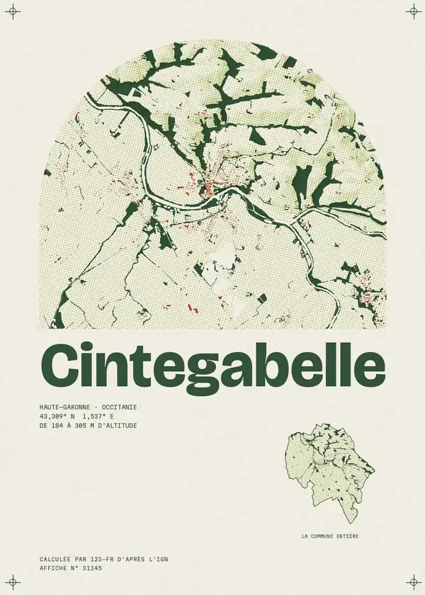 Affiche de Cintegabelle, calculée par 123-fr d'après l'IGN
