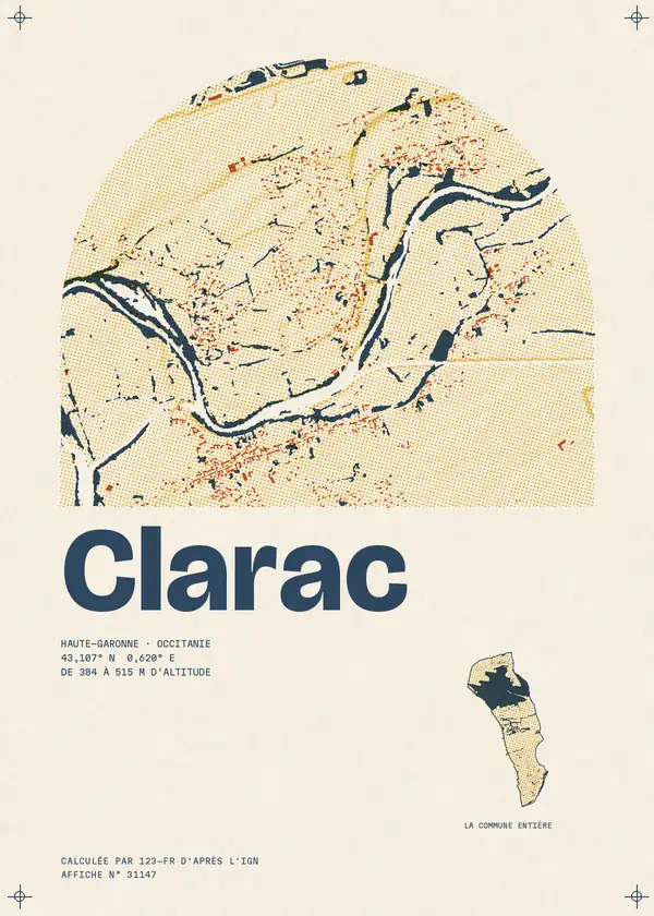 Affiche de Clarac, calculée par 123-fr d'après l'IGN