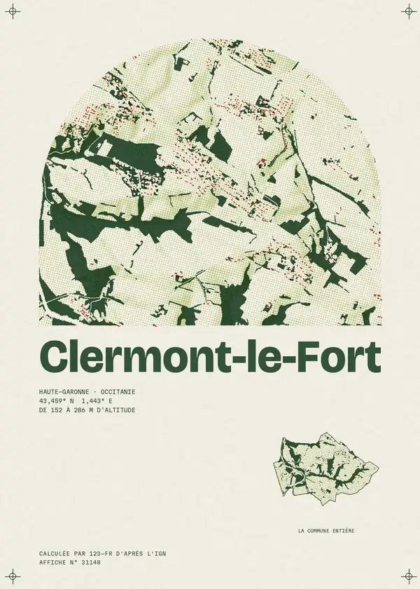 Affiche de Clermont-le-Fort, calculée par 123-fr d'après l'IGN