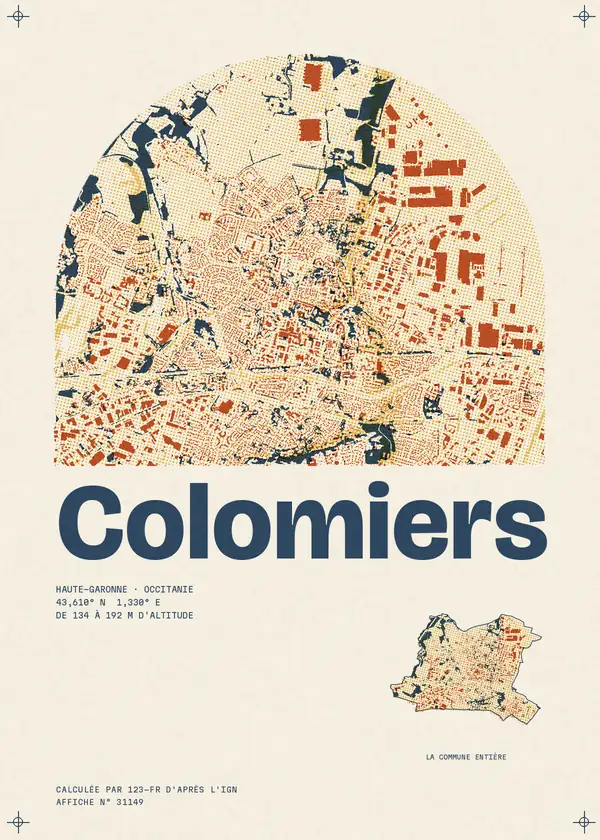 Affiche de Colomiers, calculée par 123-fr d'après l'IGN