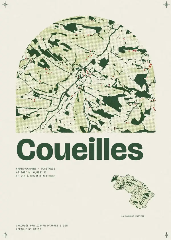 Affiche de Coueilles, calculée par 123-fr d'après l'IGN