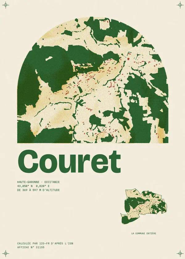 Affiche de Couret, calculée par 123-fr d'après l'IGN